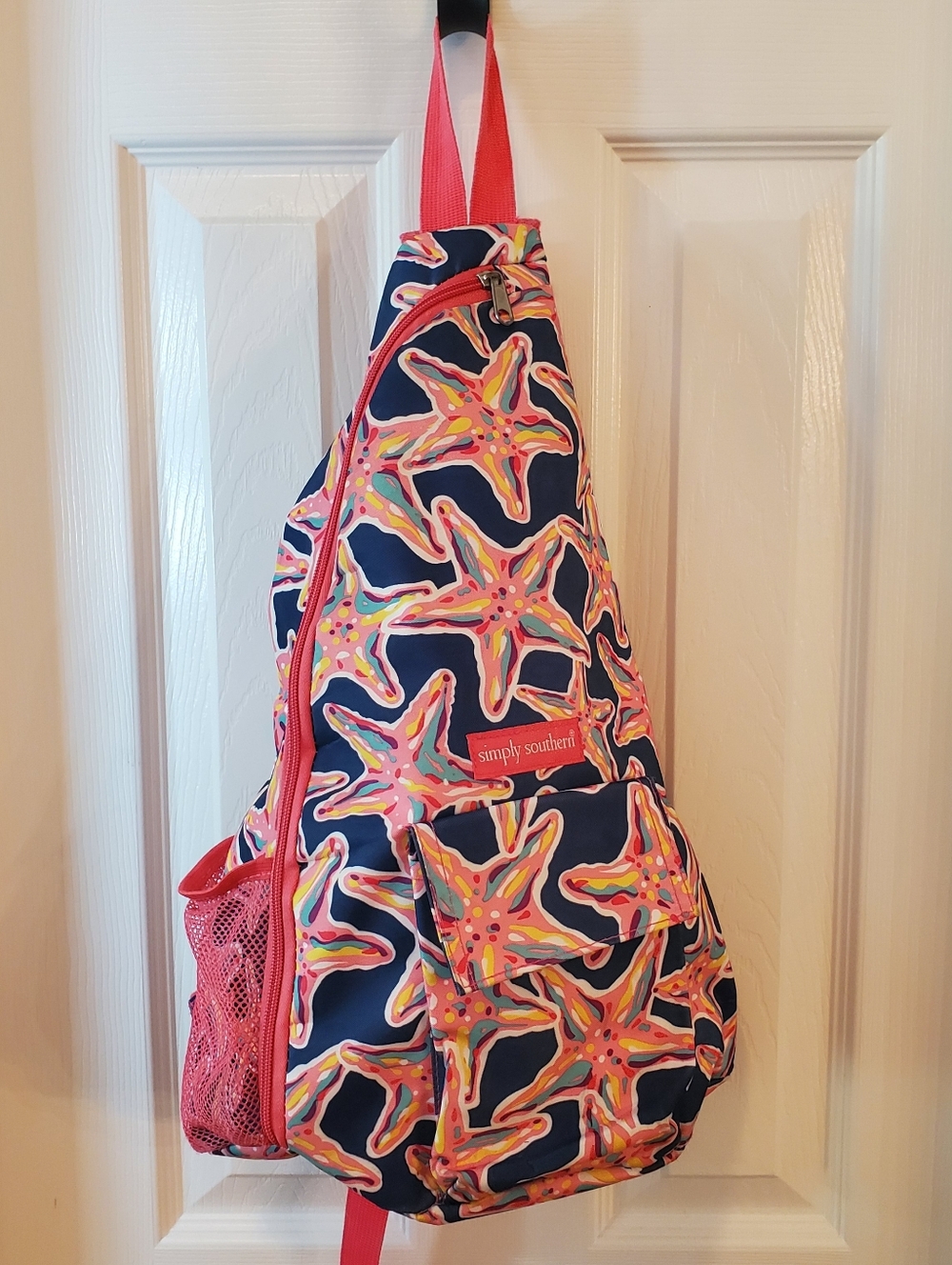 Simply Southern Starfish Sling Backpack • Navy & Pink • EUC